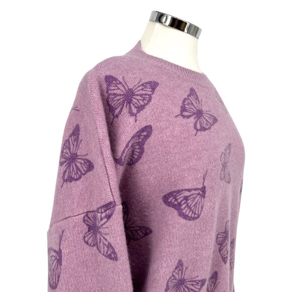 Le Lis Collection Butterfly Print Purple Oversized Sweater Size Medium - Picture 5 of 12
